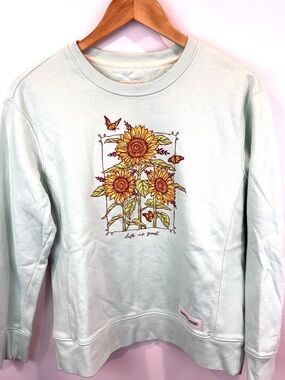 Life Is Good Women’s Sunflower Graphic Crewneck Sweatshirt - Light Mint size S